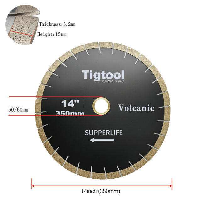 Long Life Stable Performance Wear Resistance Heavy Duty 14" 350mm for Volcanic Extra Cutting Diamond Saw Blade