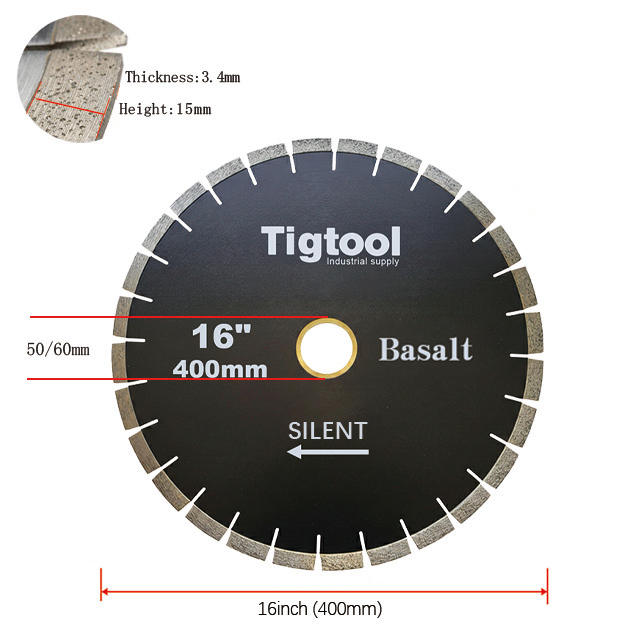 16" 400mm Silent Diamond Saw Blade for Basalt Stone Cutting Fast Cutting Stable Performance Low Chipping Wear Resistance