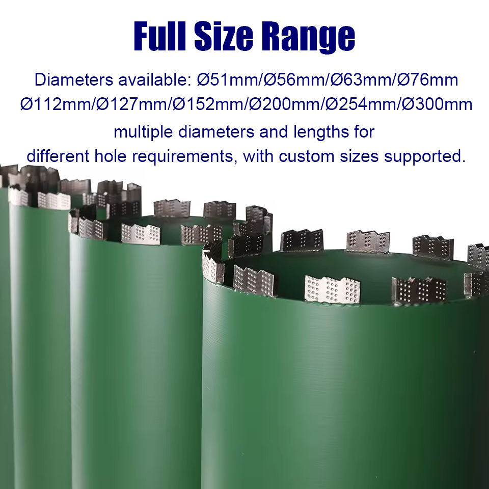 Fast Drilling Laser Welded Segmented OEM 500mm Dry/Wet Diamond Core Drill Bit for Reinforced Concrete Masonry Slotted