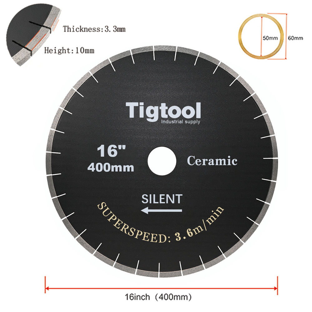 16"/400mm Ceramic Silent Blade SuperSpeed 3.6 m/min Chip-Free 45° Miter Cutting Tigtool