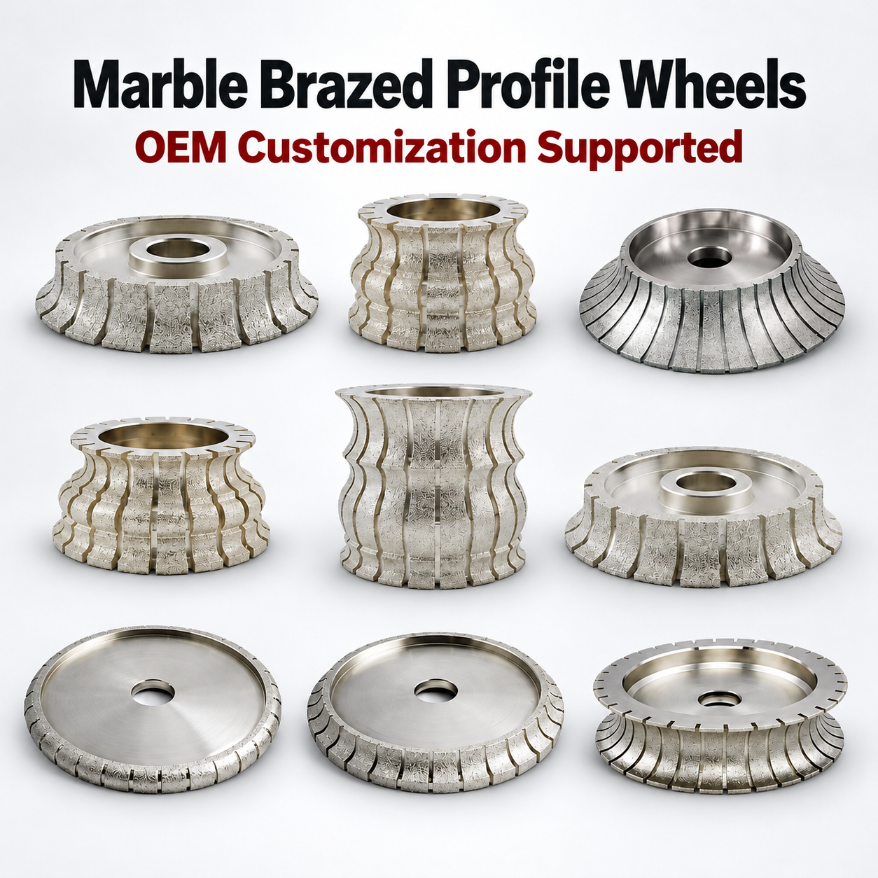 140-350mm Vacuum Brazed for Marble Edge Shaping Profiling Chamfering and Decorative Stone Diamond Grinding Wheel