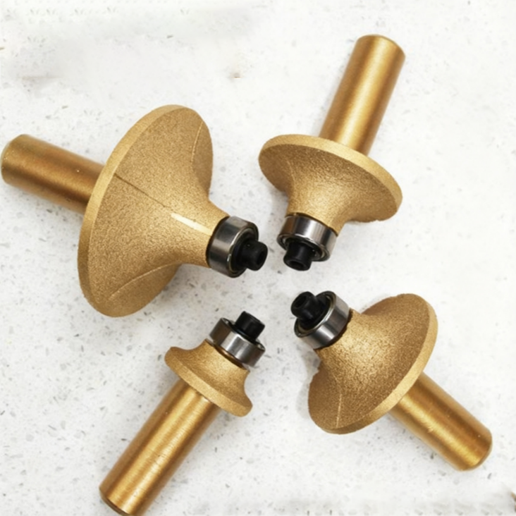 Gold Vacuum Brazed for Marble Granite Quartz Ceramic Stone Engraving Diamond Carving Bits Grinding Profiling Tools