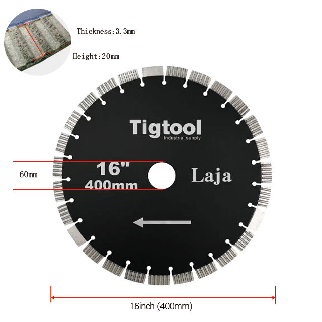 16"400mm Diamond Cutting Saw Blade for Laja Stone High-Frequency Welded Super Sharp Multi-Groove / Grooved Segments