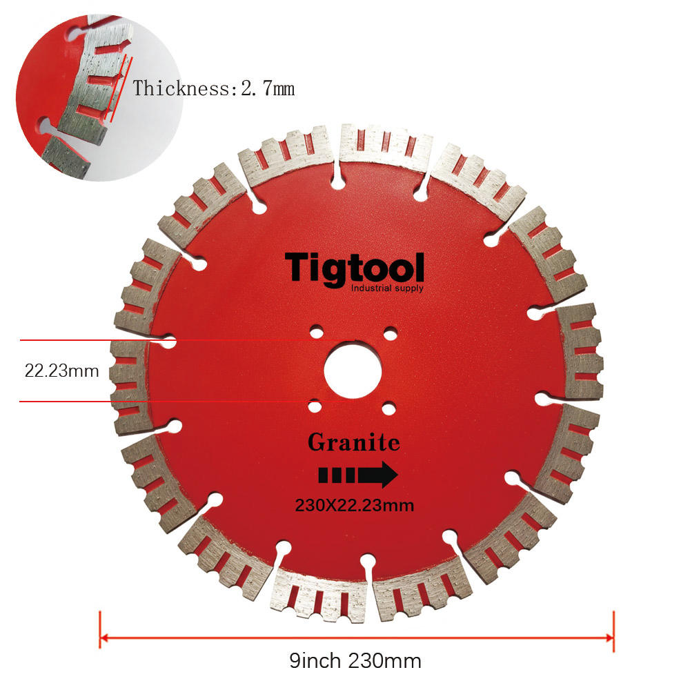 9" 230mm Diamond Saw Blade for Granite Stone Carving Grinding Long Life Wear-Resistant Angle Grinder Disc