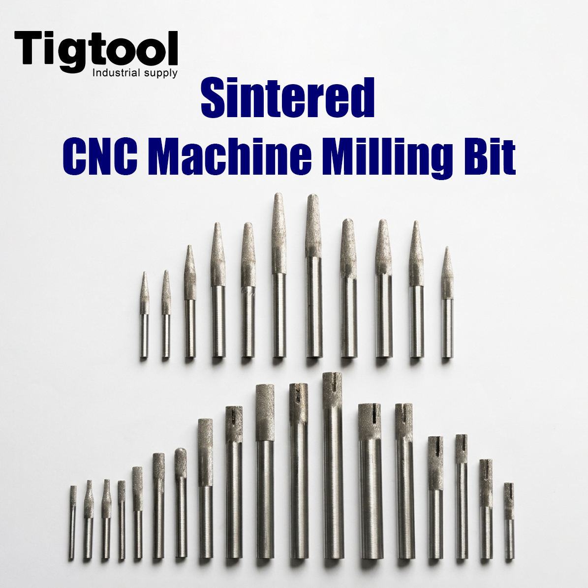 Sintered Diamond Finger Bit for CNC Stone Router 1/2 Gas Granite Long Life Wear Resistance Engraving Mill Tool