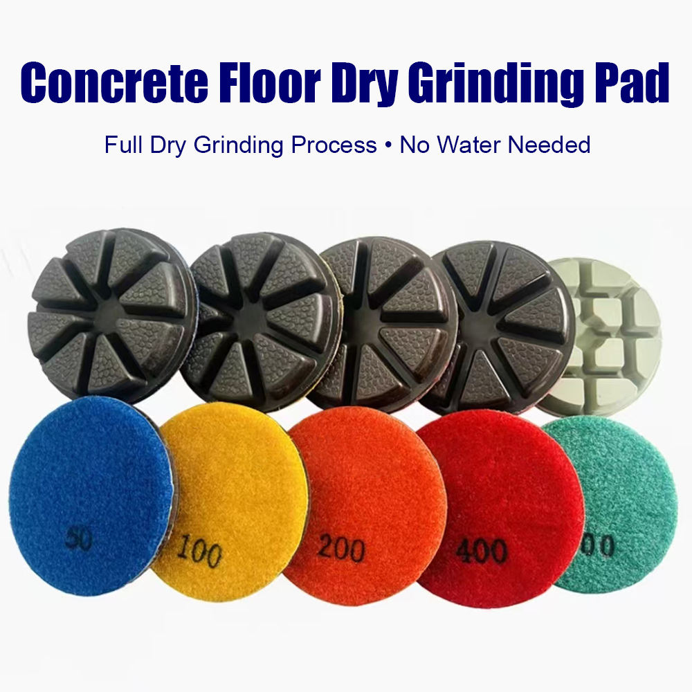 4" Concrete Floor Dry Polishing Pad 30#-3000# Sharp No Overheating No Glazing Wear-Resistant Long-Lasting