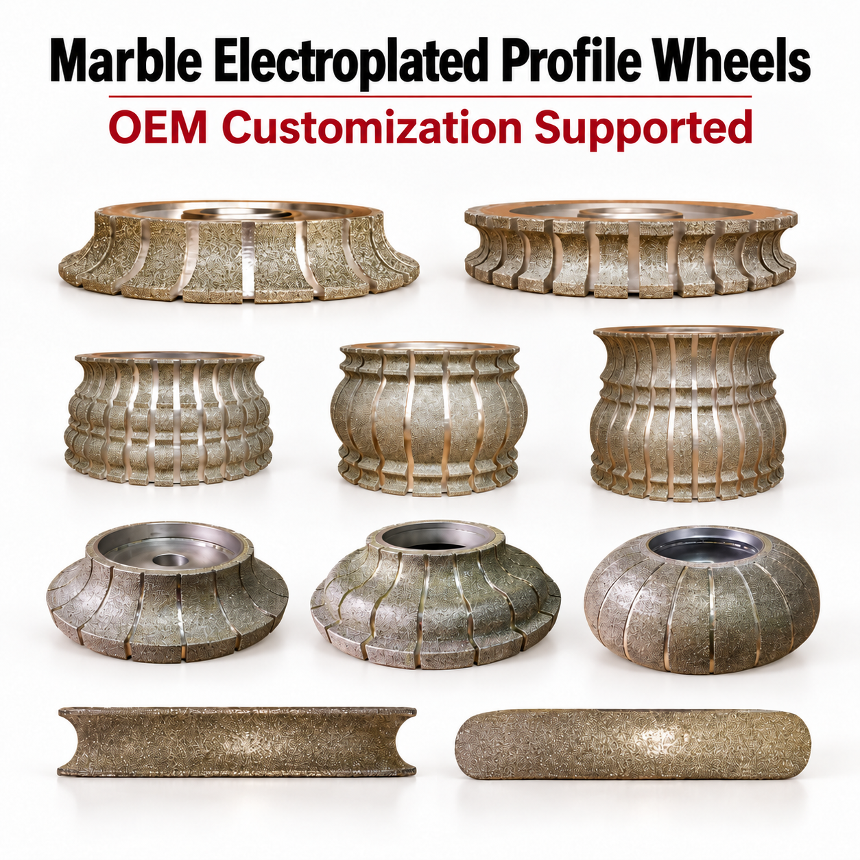  140-350mm Electroplated for Marble Profiling Carving Edge Shaping Custom Stone Finishing Diamond Grinding Wheel