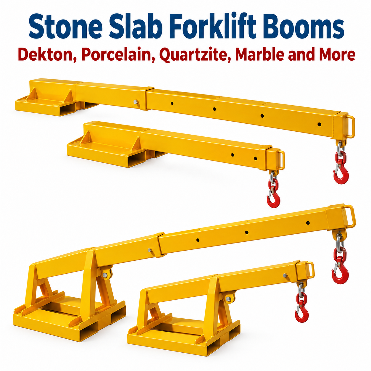 Adjustable Forklift Boom Jib Crane for Dekton Porcelain Marble Granite Quartzite Slab Heavy-Duty Lifting Moving Handling Tool