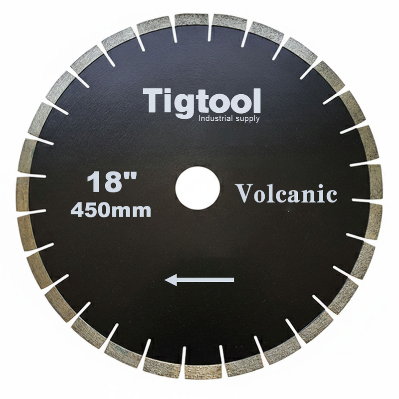 Fast Cutting Stable Performance Low Chipping Wear Resistance 18"450mm for Volcanic Rock Stone Cutting Diamond Saw Blade