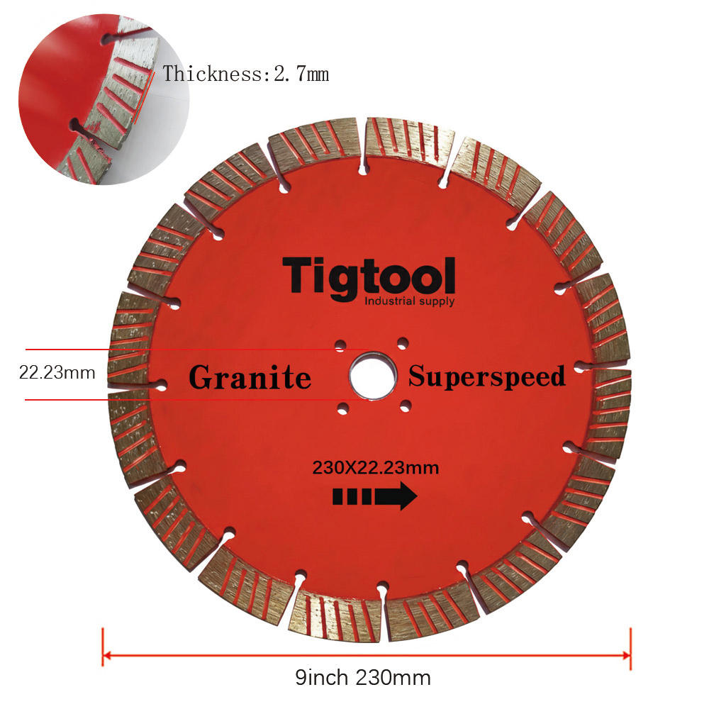 9" 230mm Diamond Saw Blade for Granite Stone Carving Grinding Thickness 2.7mm Long Life Wear Resistant Angle Grinder Disc