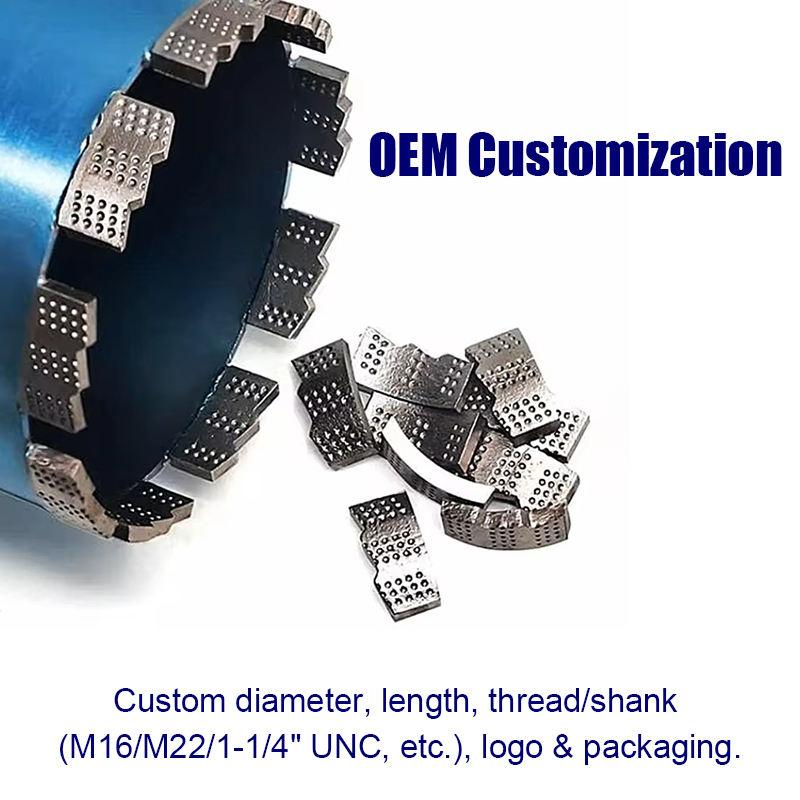 Dry/Wet Diamond Core Drill Bit for Reinforced Concrete Masonry Laser Welded Segmented Slotted Fast Drilling OEM