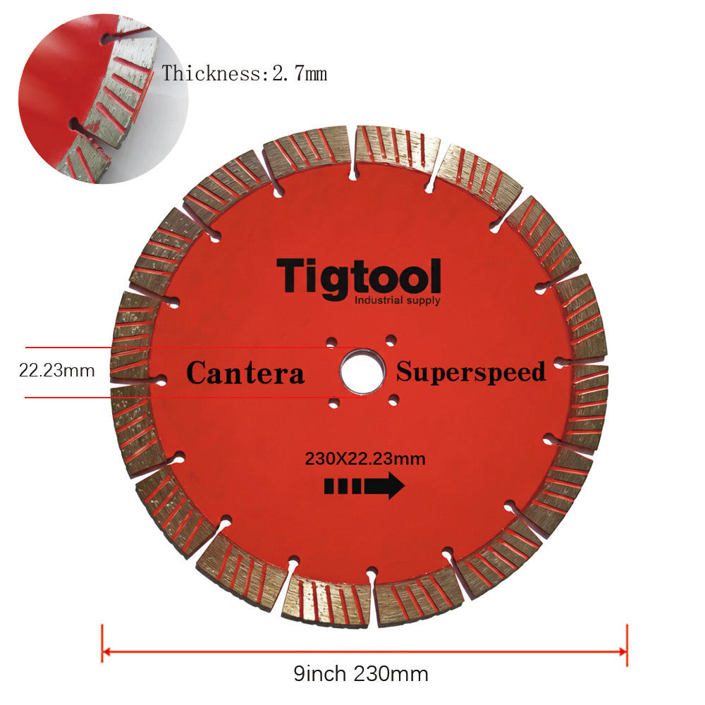 9" 230mm Diamond Saw Blade for Cantera Stone Carving Grinding Thickness 2.7mm Long Life Wear Resistant Angle Grinder Disc