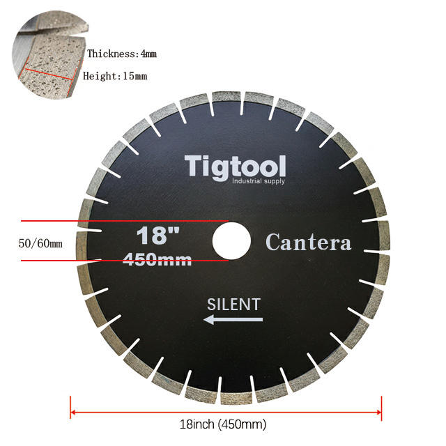 Stable Performance Low Chipping Wear Resistance 18"450mm SIlent for Cantera Stone Cutting Fast Cutting Diamond Saw Blade