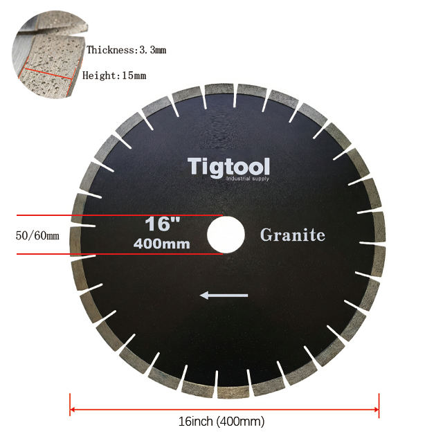 16" 400mm Granite Cutting Saw Blade For Hard Stone Tiles Slabs Sharp & Wear-Resistant Segmented Long-Life Durable Performance
