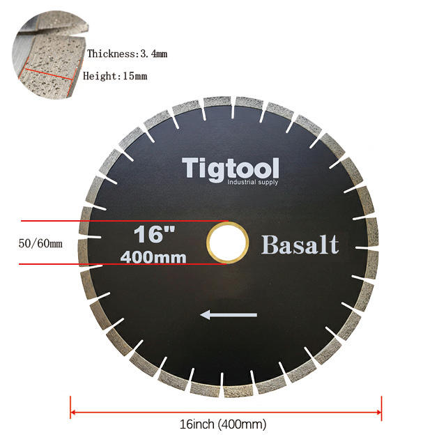 16" 400mm Diamond Saw Blade for Basalt Stone Cutting Fast Cutting Stable Performance Low Chipping Wear Resistance