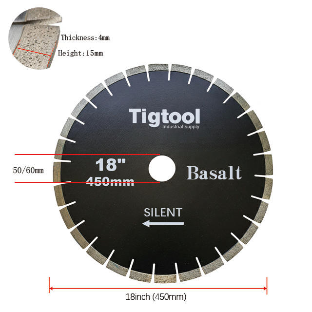 18"450mm Silent Diamond Saw Blade for Basalt Stone Cutting Fast Cutting Stable Performance Low Chipping Wear Resistance