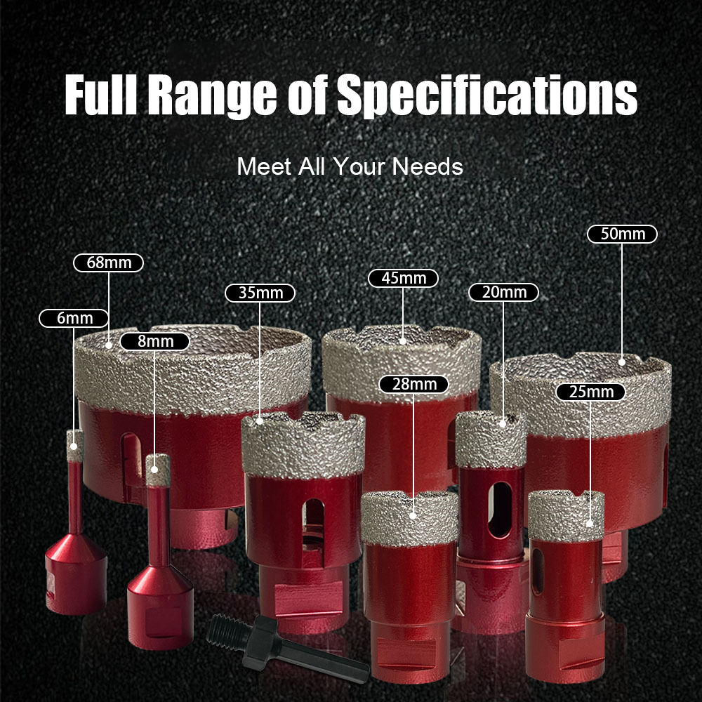 Vacuum Brazed Diamond Core Drill Bit Random Pattern for Concrete Masonry TigTool Ultra Sharp, Smooth, and Long Life