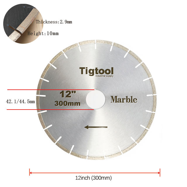 Durable Long-Life High Sharpness Segmented 12" 300mm for Marble Tiles Slabs Diamond Cutting Saw Blade