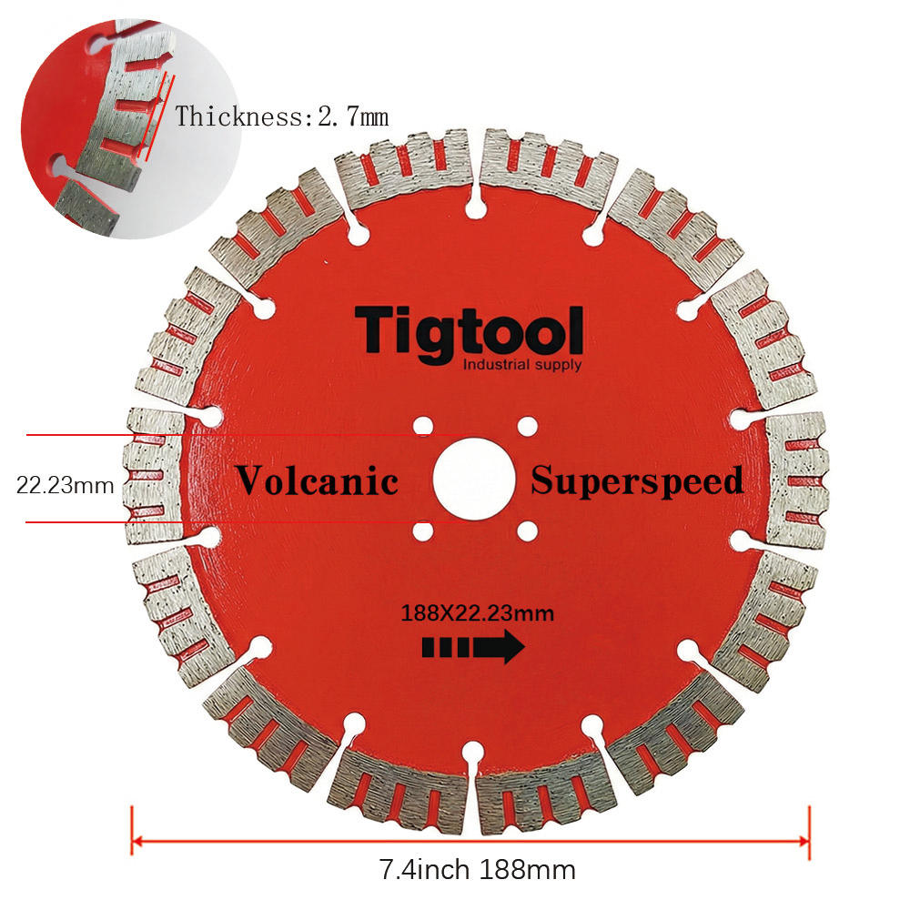 Long Life Wear Resistant Thickness2.8mm Angle Grinder Disc 188mm 180mm for Volcanic Stone Carving Grinding Diamond Saw Blade