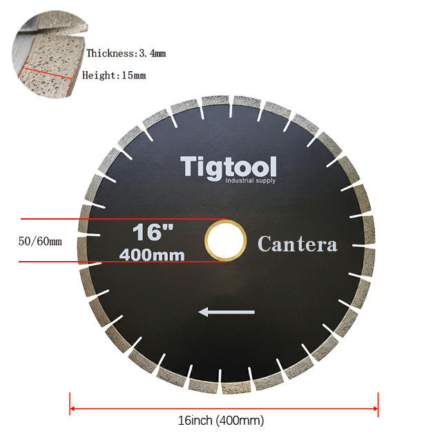 Stable Performance Low Chipping Wear Resistance 16" 400mm for Cantera Cutting Fast Cutting Diamond Saw Blade