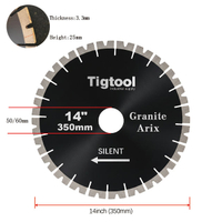 14" 350mm Granite Arix Silent Blade Height 25mm Wear-Resistant Arix Gaps Segments High Sharpness Diamond Blade