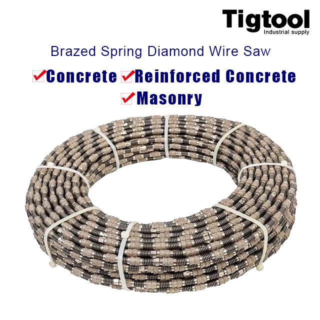 Brazed Spring Diamond Wire Saw for Concrete Masonry Wall Bridge Reinforced Heavy-Duty Demolition Structural Cutting 10.5mm