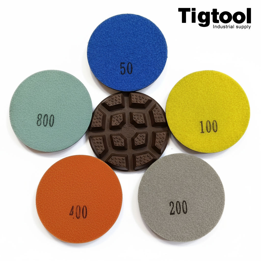 4" Concrete Floor Dry Polishing Pad 30#-3000# Sharp No Overheating No Glazing Wear-Resistant Long-Lasting