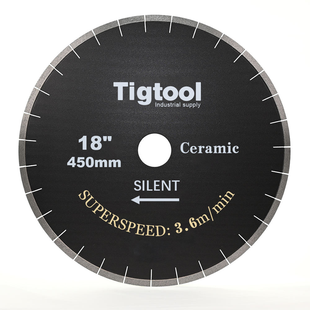 18"/450mm Ceramic Silent Blade SuperSpeed 3.6 m/min Chip-Free 45° Miter Cutting Tigtool