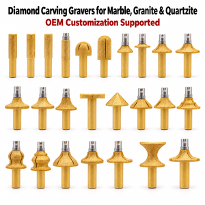 Gold Vacuum Brazed for Marble Granite Quartz Ceramic Stone Engraving Diamond Carving Bits Grinding Profiling Tools