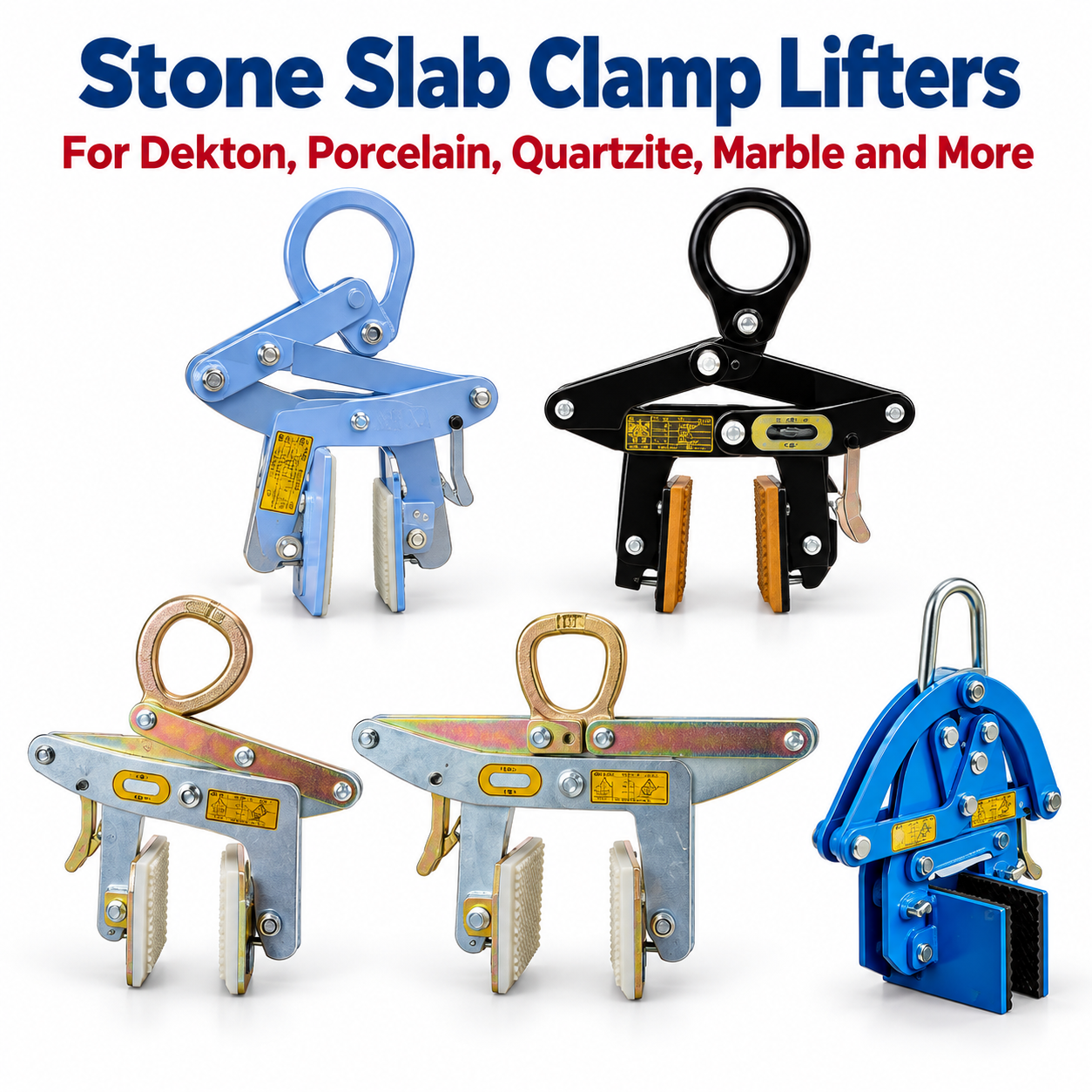 High-Grip for Dekton Porcelain Marble Granite Quartzite Large Panel Vertical Lifting Handling Transport Stone Slab Clamp Lifter