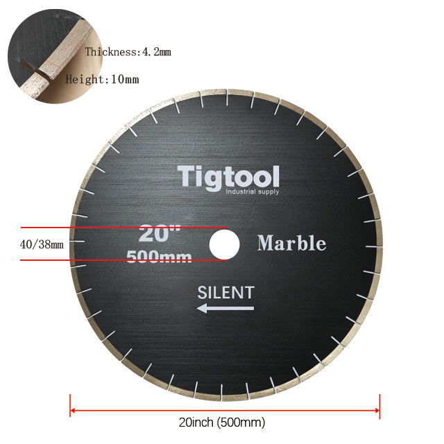 Low Noise Durable Long-Life High Sharpness Segmented 20" 500mm Silent for Marble Tiles Slabs Diamond Cutting Saw Blade