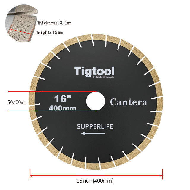 Extra Wear Resistance Heavy Duty Cutting Long Life Stable Performance 16" 400mm for Cantera Diamond Saw Blade