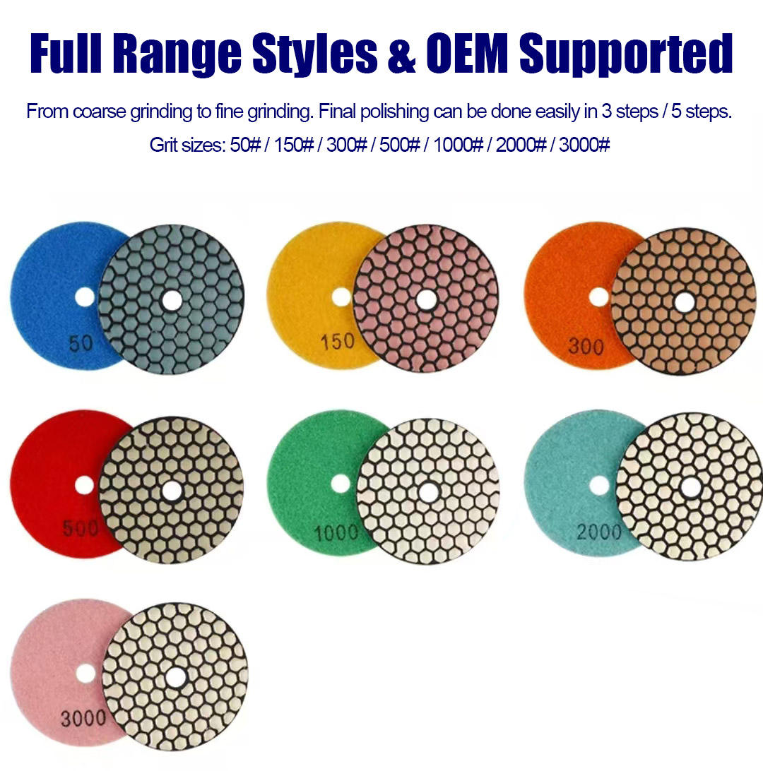 4" Dry Polishing Pad for Stone Granite Marble Dekton Ceramic Porcelain Sharp Wear-Resistant Type Countertop Polishing Machine