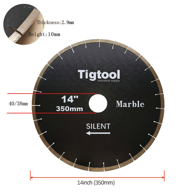 Low Noise Long-Life Stone High Sharpness Segmented 14" 350mm Silent for Marble Tiles Slabs Diamond Cutting Saw Blade