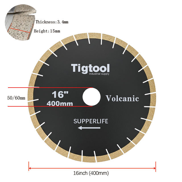 Extra Wear Resistance Heavy Duty Cutting Long Life Stable Performance 16" 400mm for Volcanic Diamond Saw Blade
