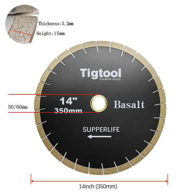 14" 350mm Diamond Saw Blade for Basalt Extra Wear Resistance Heavy Duty Cutting Long Life Stable Performance