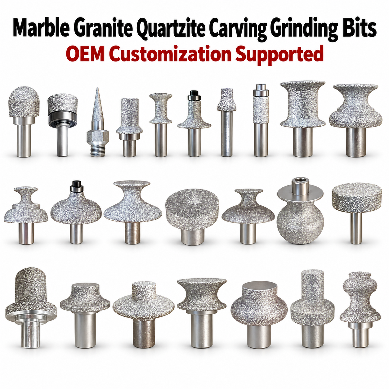 Vacuum Brazed for Marble Granite Quartz Ceramic Stone Carving Engraving Profiling Tools Diamond Grinder Bits