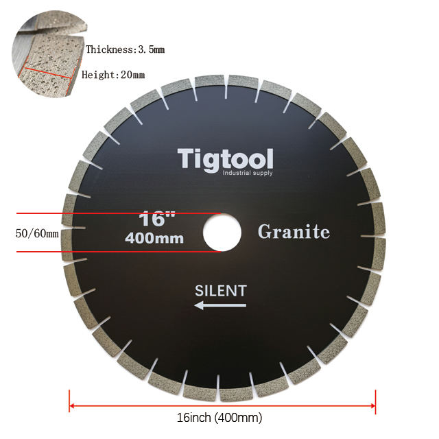 16" 400mm Granite Silent Cutting Saw Blade For Hard Stone Tiles Slabs Sharp & Wear-Resistant Segmented Long-Life