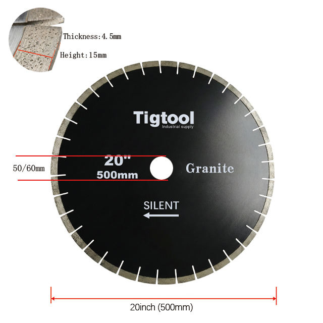 20" 500mm Silent Granite Cutting Saw Blade For Hard Stone Tiles Slabs Sharp & Wear-Resistant Segmented Long-Life