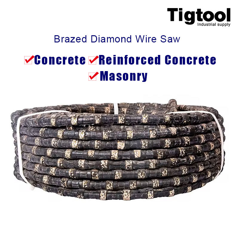 Brazed Diamond Wire Saw for Concrete Masonry Reinforced Bridge Column Foundation Cutting 10.6mm