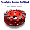 4" 100mm Turbo Spiral Diamond Cup Wheel for Granite Marble Quartz Concrete Terrazzo Sharp Fast Grinding Lifespan Angle Grinder