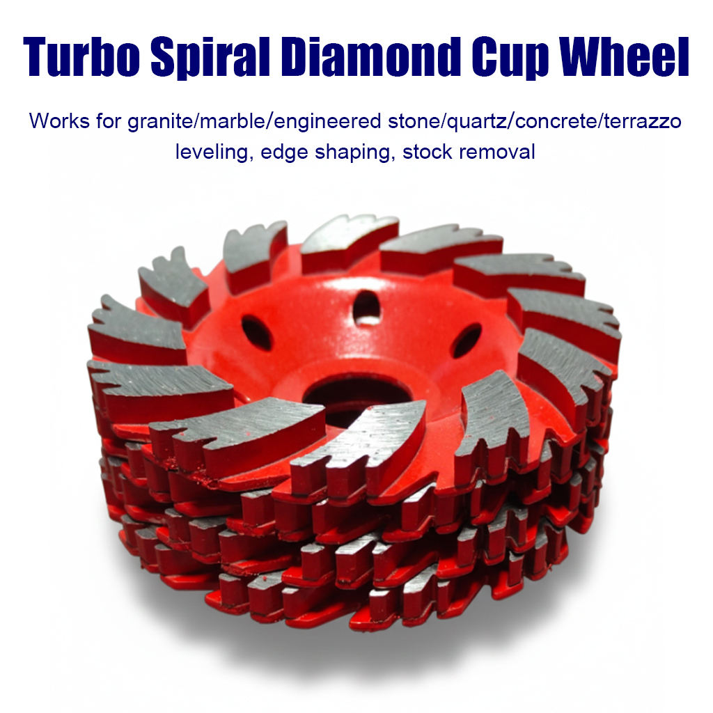 4" 100mm Turbo Spiral Diamond Cup Wheel for Granite Marble Quartz Concrete Terrazzo Sharp Fast Grinding Lifespan Angle Grinder