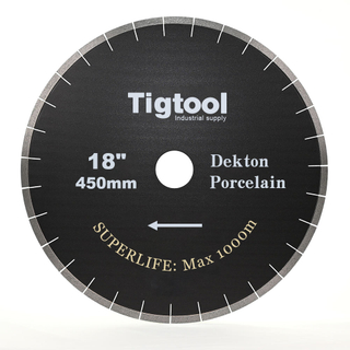 18" 450mm Dekton/Porcelain/Sintered Stone Silent Blade Superlife Max 1000m Chip-Free Cutting 45° Miter Cutting Tigtool
