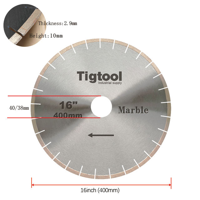 Durable Long-Life High Sharpness Segmented 16" 400mm for Marble Tiles Slabs Diamond Cutting Saw Blade