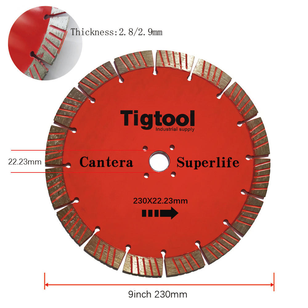 9" 230mm Diamond Saw Blade for Cantera Stone Carving Grinding Thickness 2.9mm/2.8mm Long Life Wear Resistant Angle Grinder Disc