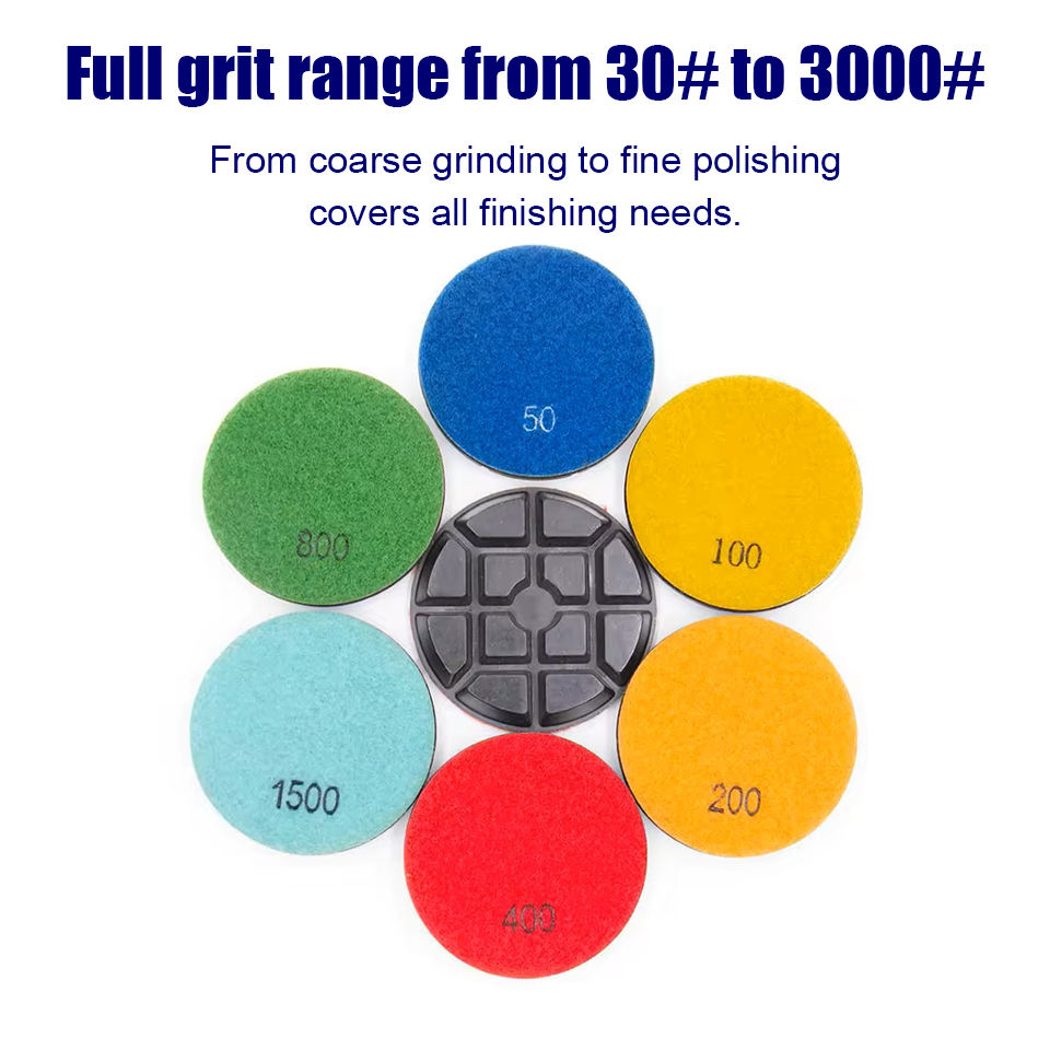 4" Concrete Floor Dry Polishing Pad 30#-3000# Sharp No Overheating No Glazing Wear-Resistant Long-Lasting