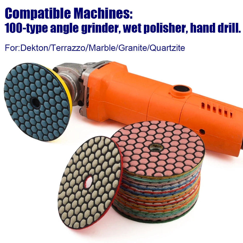 4" Dry Polishing Pad for Stone Granite Marble Dekton Ceramic Porcelain Sharp Wear-Resistant Type Countertop Polishing Machine
