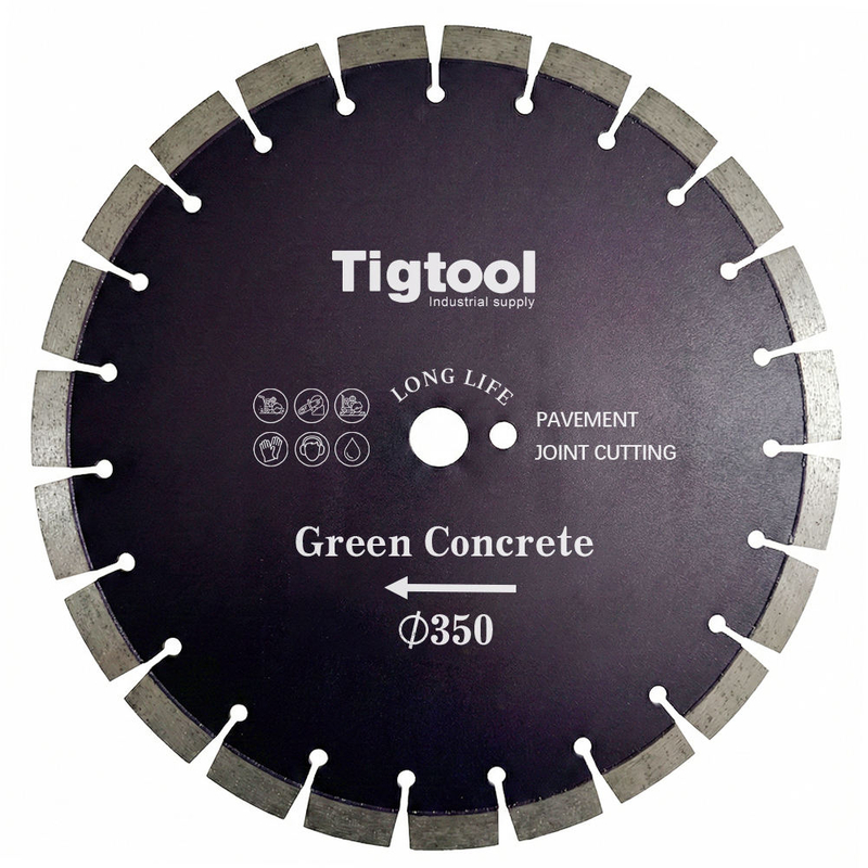 14"350mm Green Concrete Saw Blade Fast Cutting Segmented Disc for Floor Pavement Laser Welded Road Expansion Contraction Joint