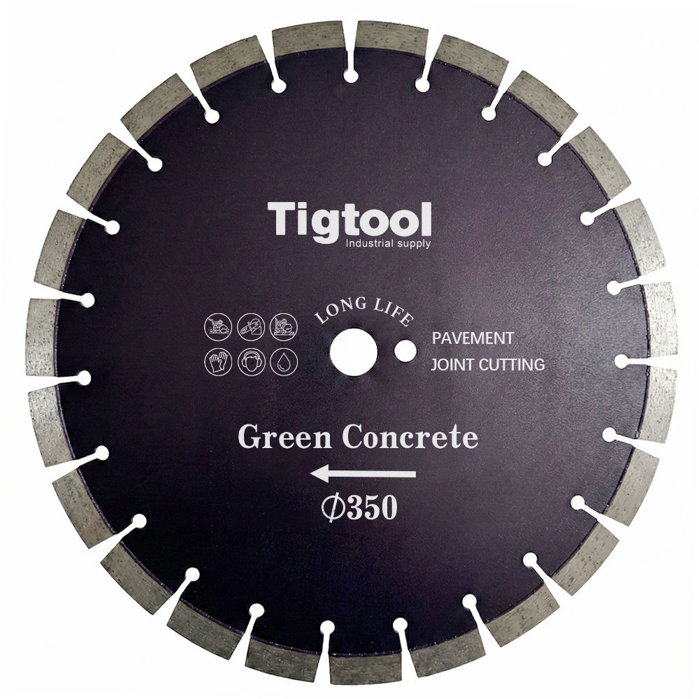 14"350mm Green Concrete Saw Blade Fast Cutting Segmented Disc for Floor Pavement Laser Welded Road Expansion Contraction Joint