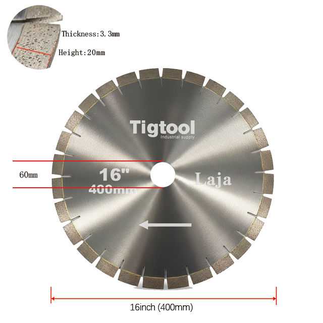 16"400mm Diamond Cutting Saw Blade for Laja Stone High-Frequency Welded Wear-resistant Long Service Life